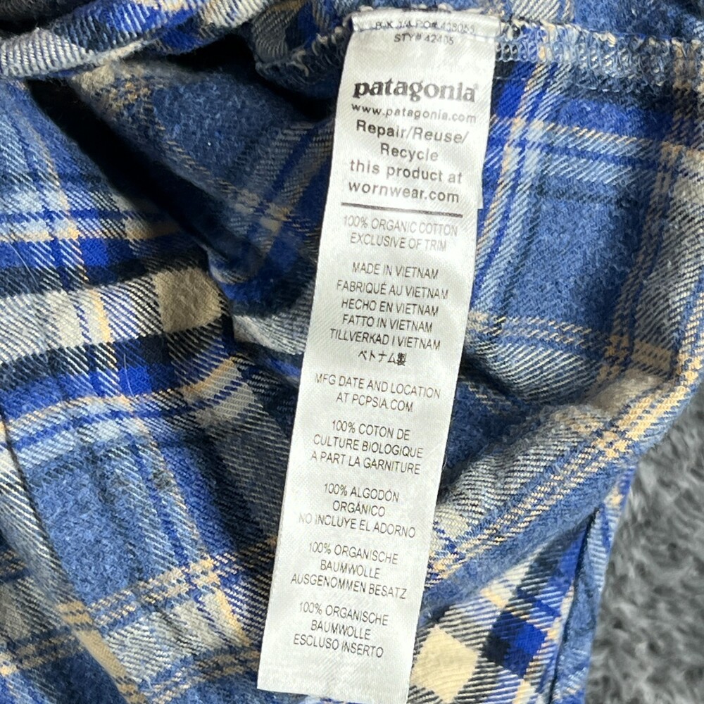 Patagonia Shirt Womens L Blue Plaid Long Sleeve Button Up Pockets Cotton Flannel - Picture 7 of 11
